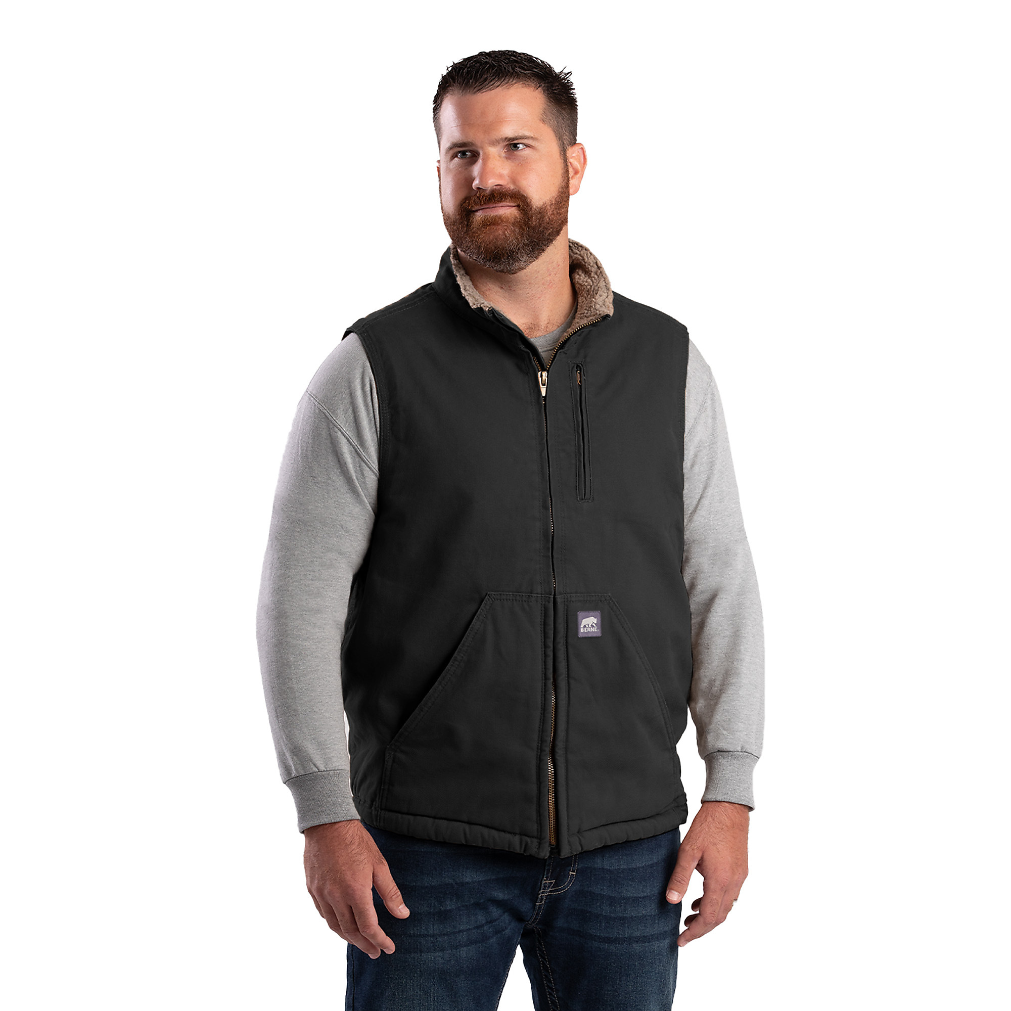 Berne Apparel, Canyon Sherpa Lined Vest, Size XL, Color Black, Model# V818